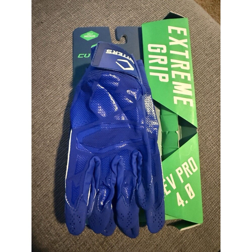 Cutters Rev Pro 4.0 Receiver Gloves Adult Medium Solid Royal Blue Football New